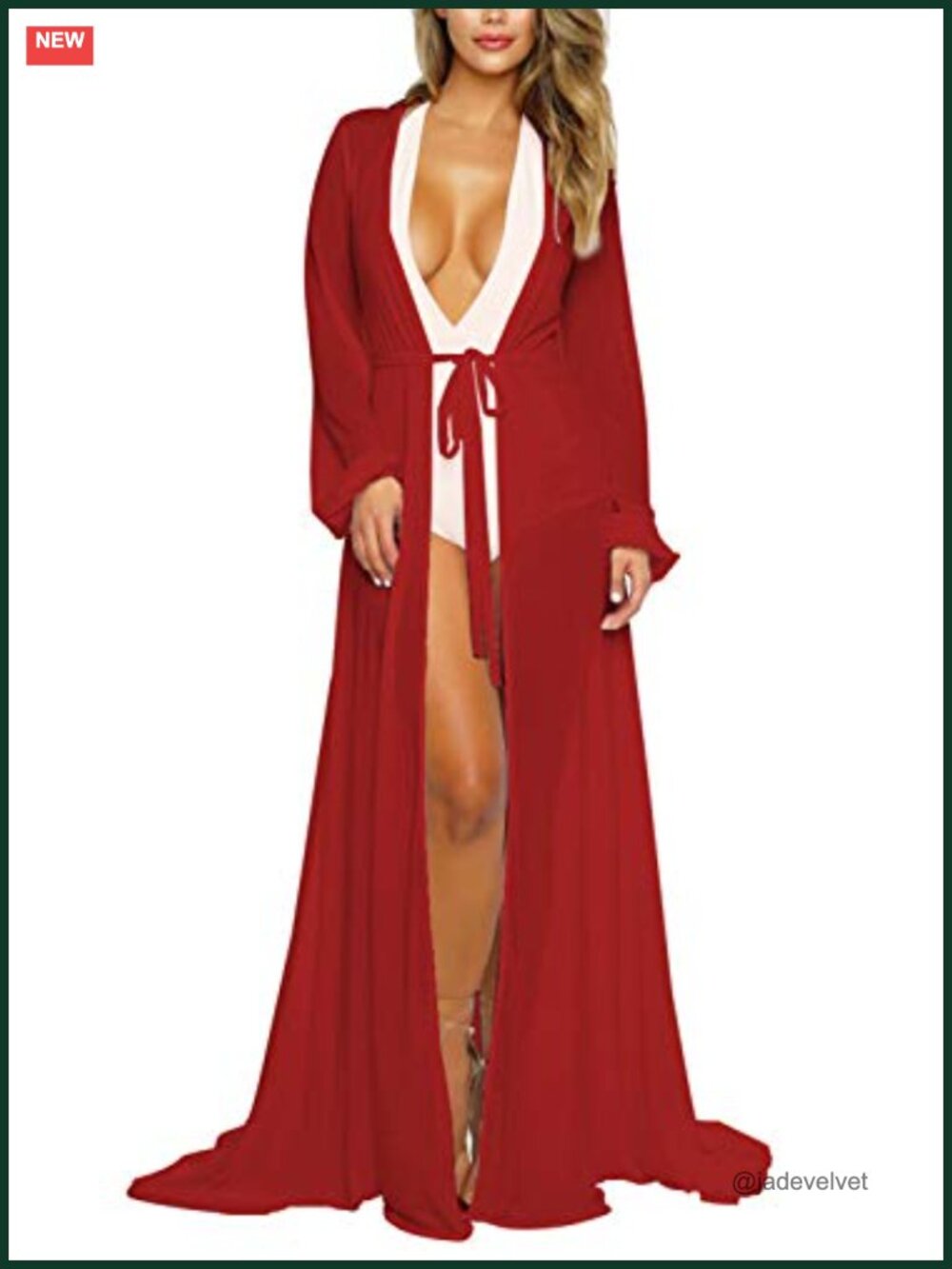 Pink Queen Long Sleeve Mesh Sheer Robe Beach Cover-Up
